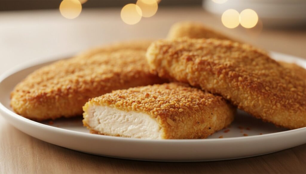 découvrez notre recette facile et délicieuse de poulet pané au panko croustillant, cuit au four pour un repas savoureux et léger.