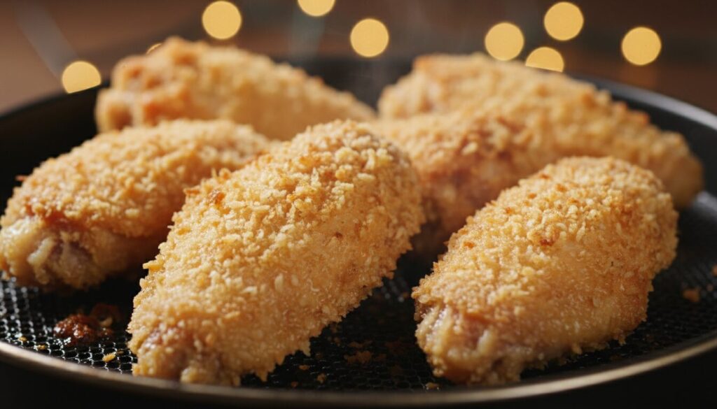 découvrez nos ailes de poulet panko cuites à l'airfryer pour une texture légère et croustillante, idéales pour un repas savoureux et sain.