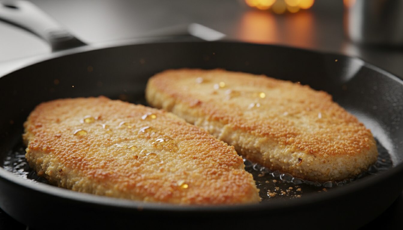 découvrez notre recette facile et rapide d'escalopes de dinde panées à la chapelure panko, croustillantes et dorées, cuites à la poêle pour un plat savoureux et léger.