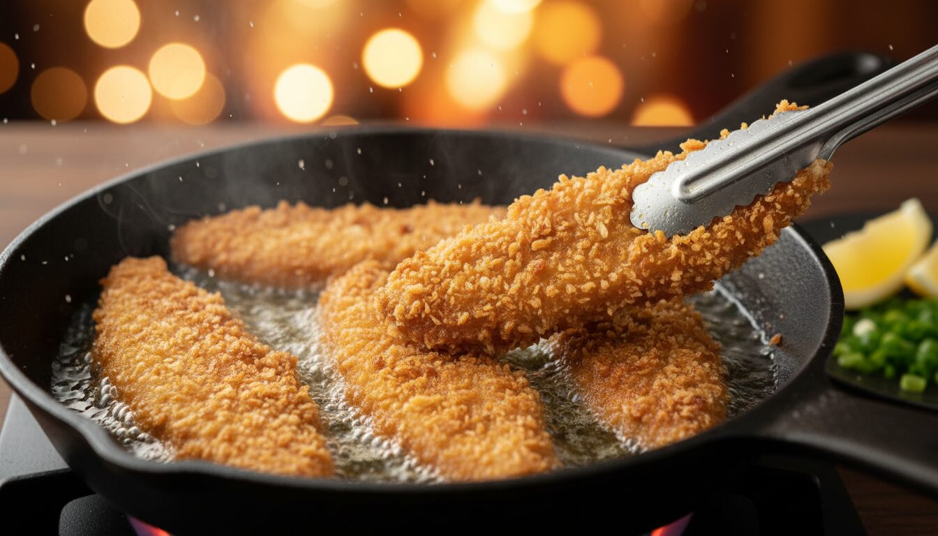 découvrez notre recette facile et rapide de filets de colin panés à la chapelure panko, dorés à la poêle pour un croustillant parfait et un goût savoureux.