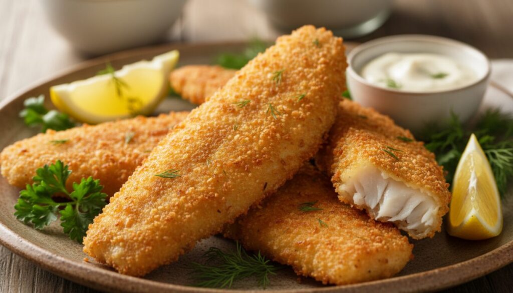 découvrez nos filets de colin panés au panko, dorés à la poêle pour une texture croustillante et un goût savoureux. parfait pour un repas rapide et gourmand.