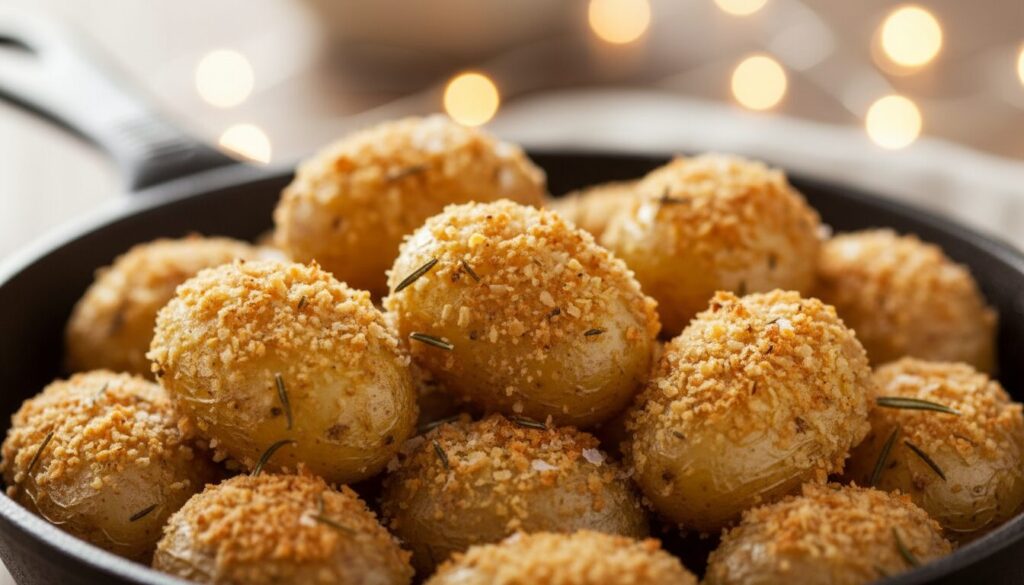 découvrez nos pommes de terre nouvelles croustillantes, enrobées de chapelure panko et rôties au four pour une texture dorée et savoureuse, idéales en accompagnement gourmand.